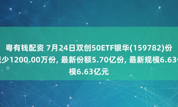 粤有钱配资 7月24日双创50ETF银华(159782)份额减少1200.00万份, 最新份额5.70亿份, 最新规模6.63亿元